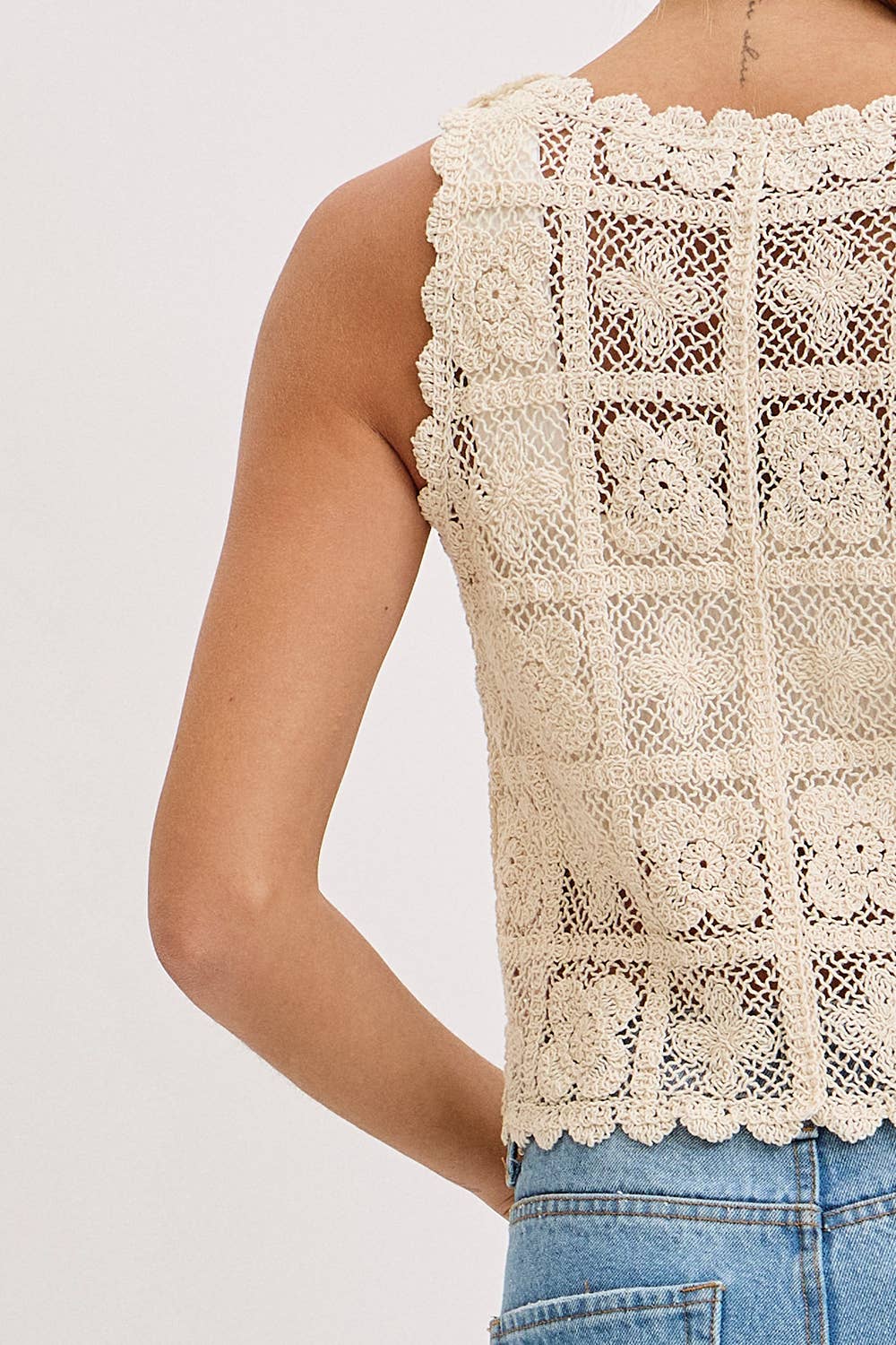 FLORALCROCHET LACE VEST