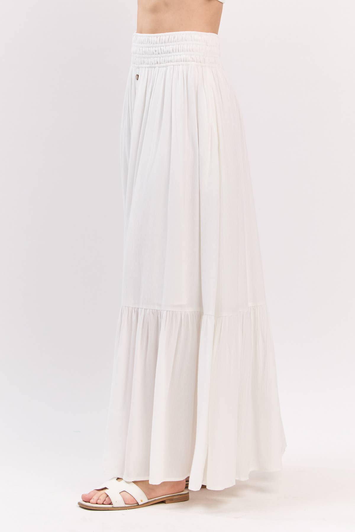 Ruffled Smocked Waist Maxi Skirt