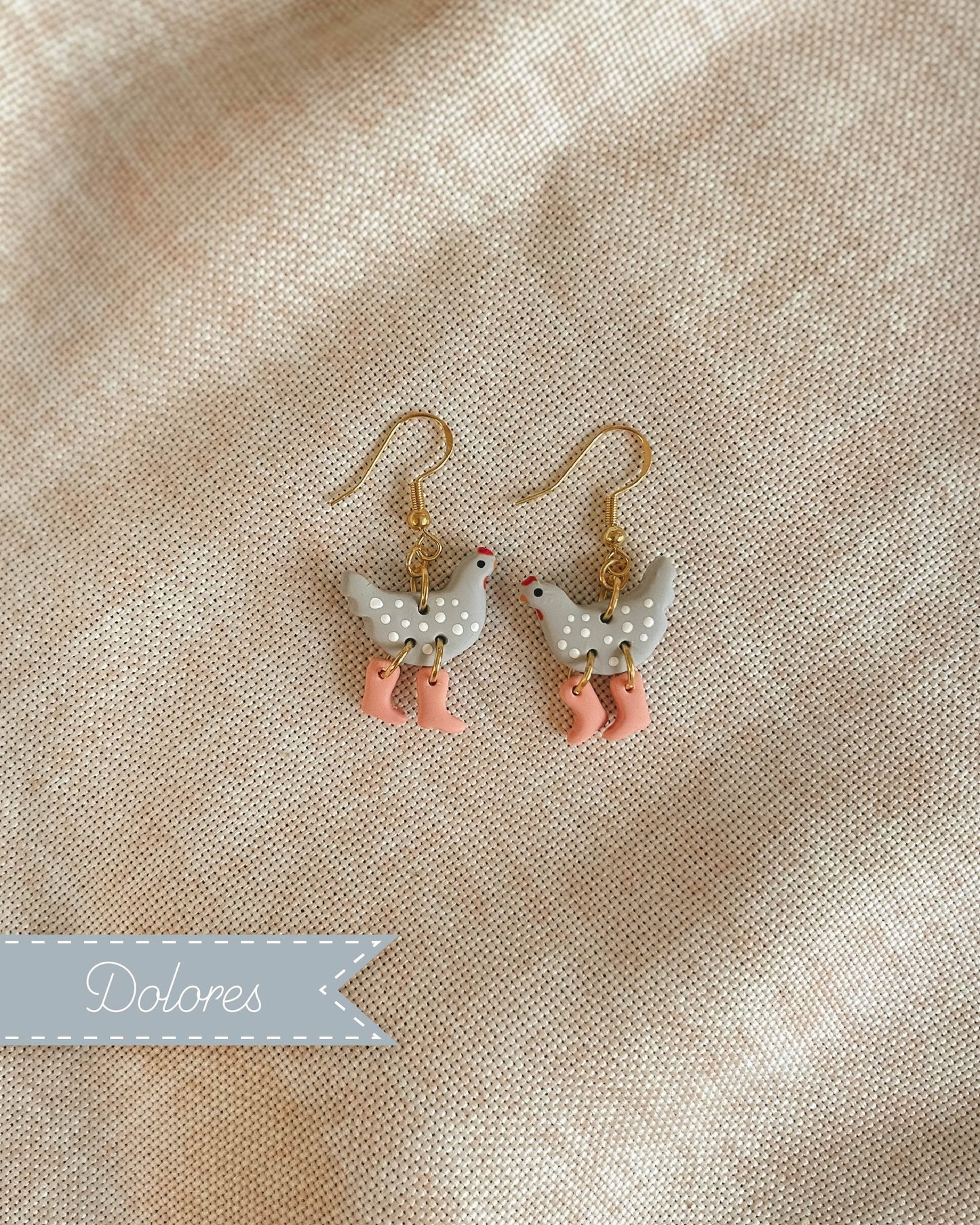 Polka Dot Chickens in Boots Earrings