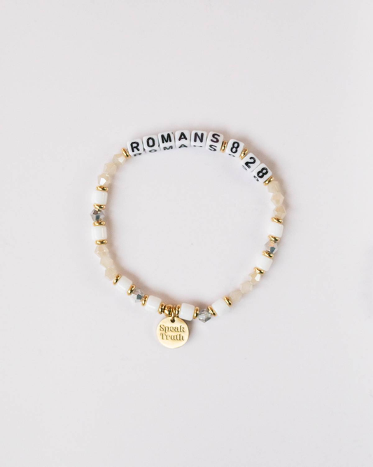 Romans 8:28 Bible Verse Beaded Word Bracelet