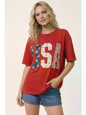 Studded USA Graphic Tee
