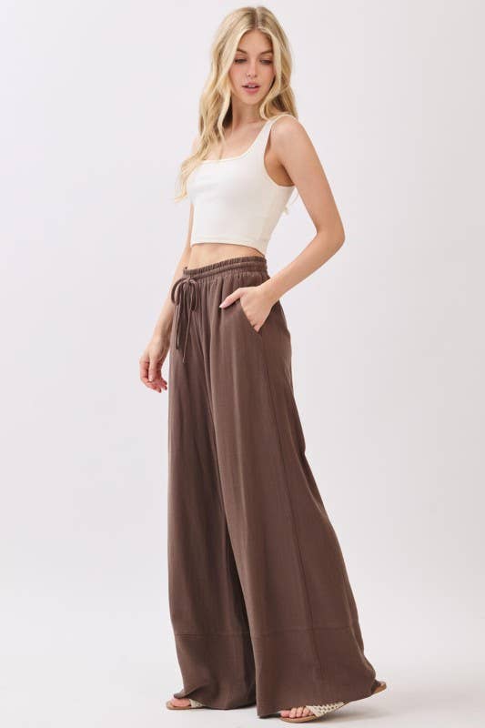 Solid Wide Leg Pants - VEP700005A