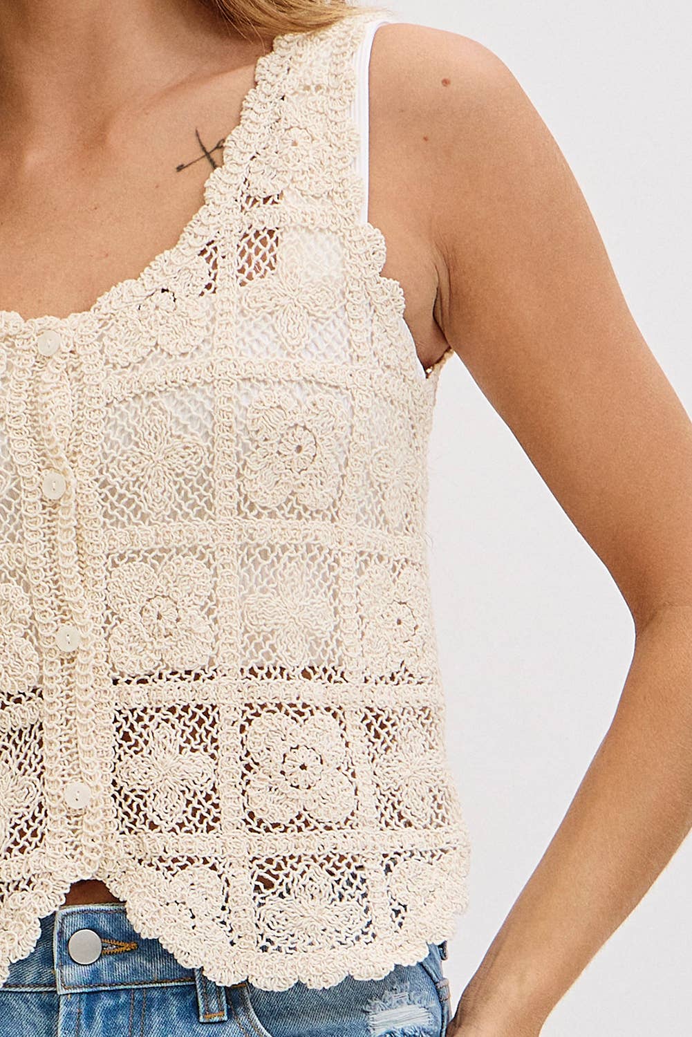 FLORALCROCHET LACE VEST
