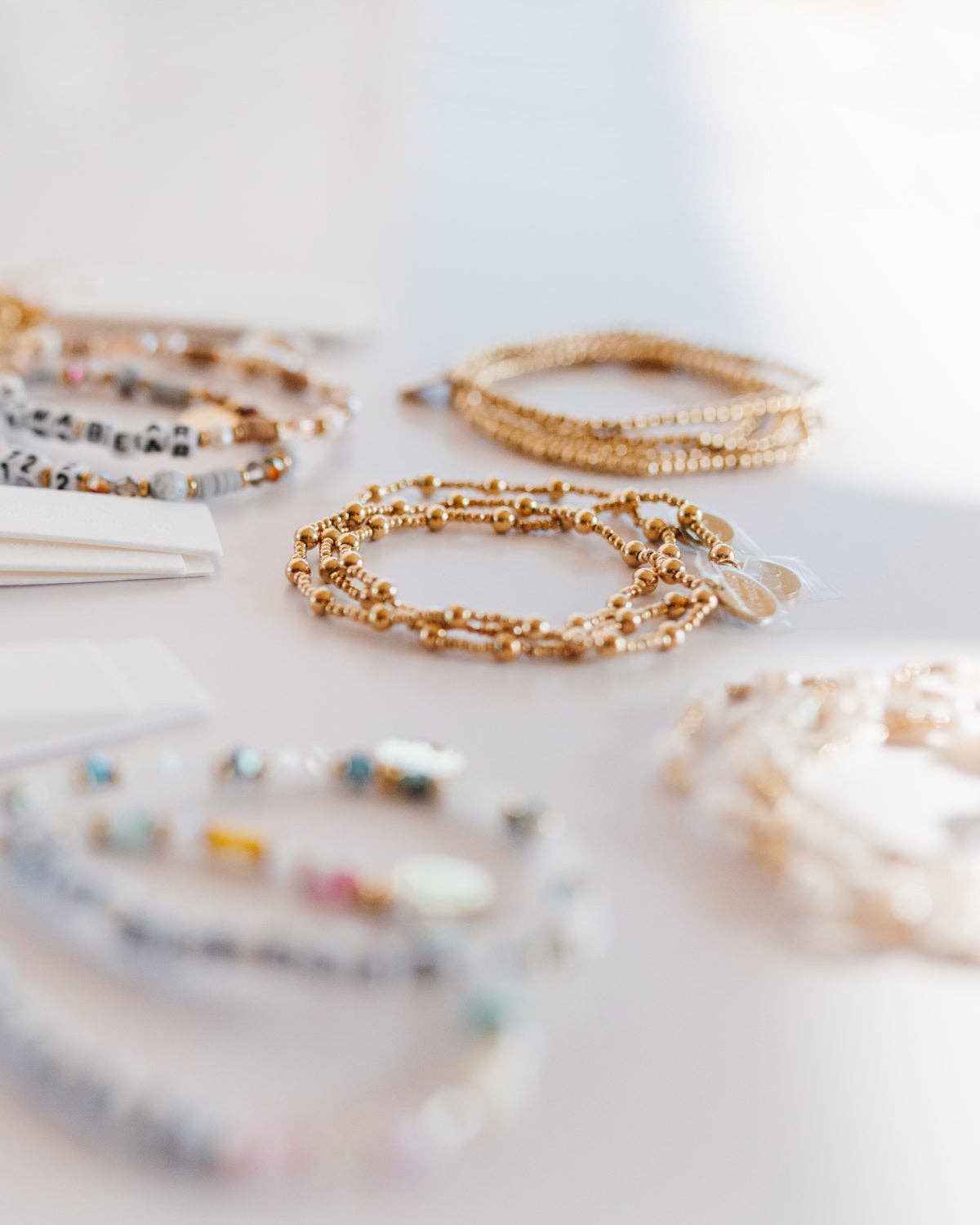 2mm + 4mm Gold Bead Stacking Bracelet