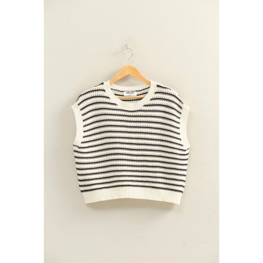 Striped Sleeveless Crew Neck Top